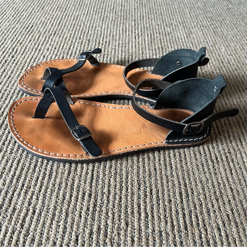 Crupon Barefoot Nomad Nero Black Leather Women’s Sandal Size 8 - Picture 5 of 11